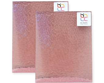 Wissmach Rose English Muffle Stained Glass Sheets – Ripple Texture, 2 Pack | Handcrafted in USA