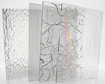 4 Pack Clear Textured Variety Stained Glass Sheet
