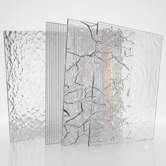 4 Pack Clear Textured Variety Stained Glass Sheet