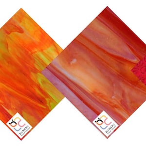 4 Pack Red Orange Variety Stained Glass Sheet and Mosaic Glass