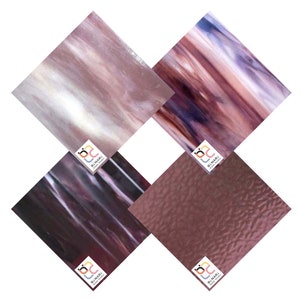 4 Pack Purple Variety Stained Glass Sheet and Mosaic Glass