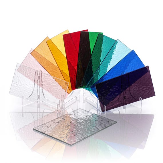 8 Assorted English Muffle Stained Glass Sheets | 8x10 Handcrafted American Glass Variety Pack for Artists