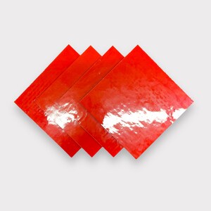 4 Pack Orange Red Opaque COE 96 Fusible Glass Sheets / Mosaic Squares
