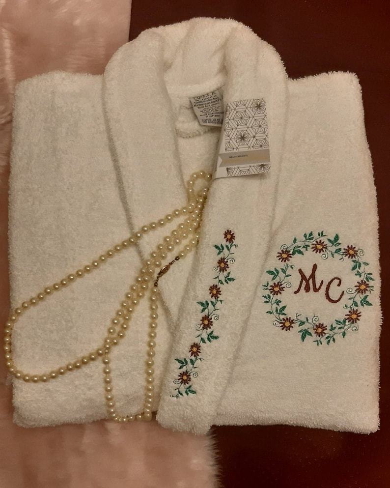 Personalised Embroidered Towelling Robe 100 Egyptian Cotton Bathrobe Bath Robe Gift Unisex