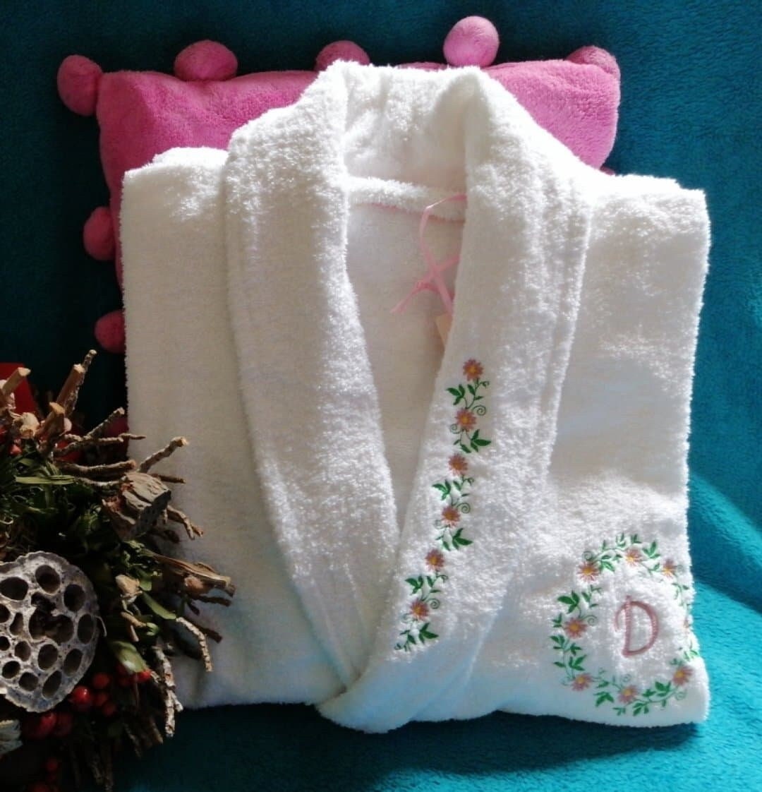 Personalised Embroidered Towelling Robe 100% Egyptian Cotton Bathrobe ...