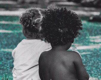 Lepiej razem 8x10 Fotografia bez ramki lub w ramce Czarno-biała fotografia Dzieci Oryginalna sztuka