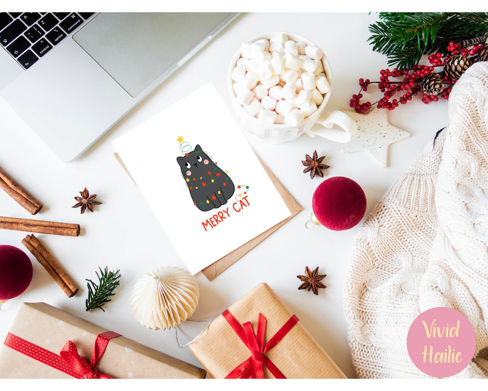 Set of 10 Cute Cat Christmas Cards Instant Download Printable - Etsy