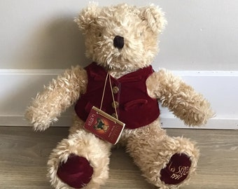 Vintage La Senza Teddy Bear - Schubert Annual Christmas Bear from 1997 - Collectible - Plush Teddy Bear with Velvet Feet and Jacket