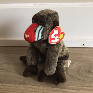 TY Cheeks the Baboon/Mandrill Plush (1999) Beanie Baby Stuffed Animal with Tags