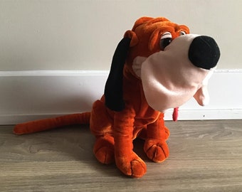 ヴィンテージ メガネをかけたオレンジ色の犬のぬいぐるみ 6.5インチ