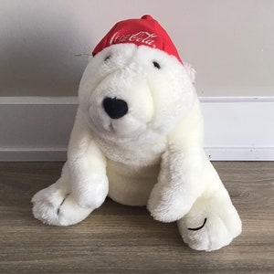 DAKIN Coca-Cola COKE Polar Bear with Red Hat 12&quot; Plush Stuffed Animal Toy 1990&#39;s