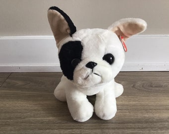 TY Beanie Big Glitter Eyes Marcel der weiße Hund Plüschtier Sammlerstück 10&quot;