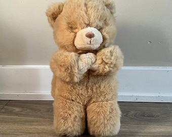 Vintage 1991 TY Inc. Peluche morbido Orsetto che prega Marrone 14 pollici