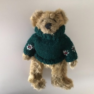 Vintage Ganz Cottage Collectibles 1995 Bear With Sweater Plush Stuffed Jointed Teddy 9&quot; Vtg