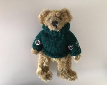 Vintage Ganz Cottage Collectibles 1995 Bear With Sweater Plush Stuffed Jointed Teddy 9&quot; Vtg