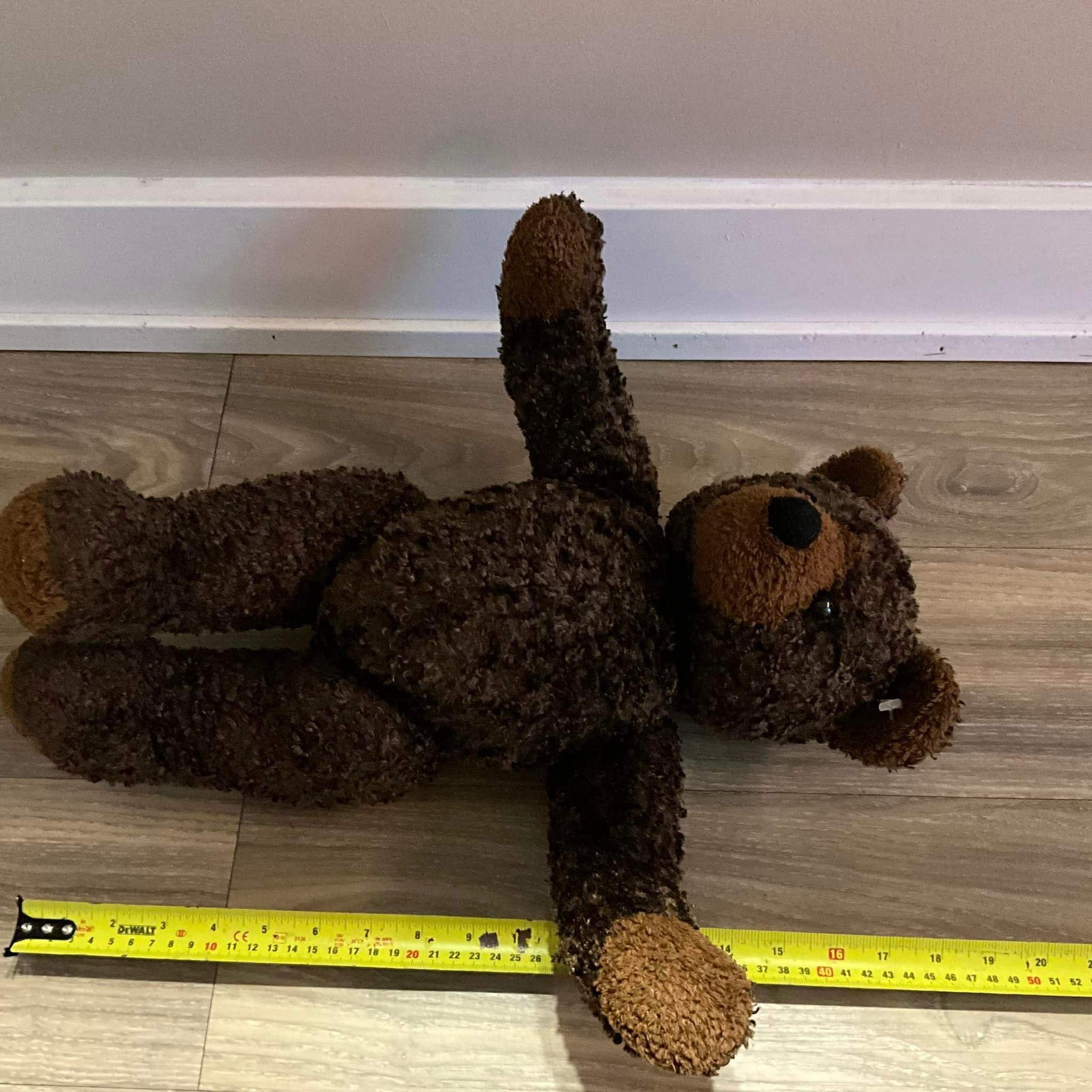 Vintage LL BEAN TEDDY BEAR 16” Plush Green Felt Overalls