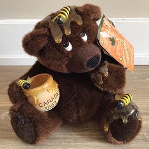 Honey Brown Bear Bumblebee Family Sioux Lookout Travel Souvenir Plush 8.5&quot;