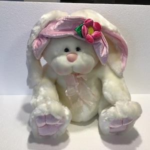 White Pink Bunny Rabbit Plush 14&quot; Stuffed Animal Plush Toy