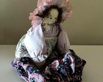Vintage Fabric Cloth Girl Doll Handmade