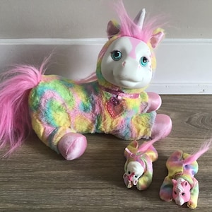 Unicorn Surprise Pink Tye Dye Rainbow Plush Stuffed Toy 11&quot;