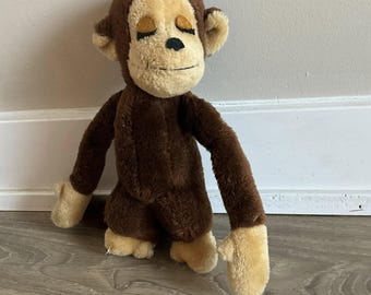 Vintage Dakin Hugging Monkey Dark Brown 1976 Vintage Plush Stuffed Animal