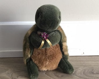 1987 Gund Turtle Bouquet Flowers 8" Peluche