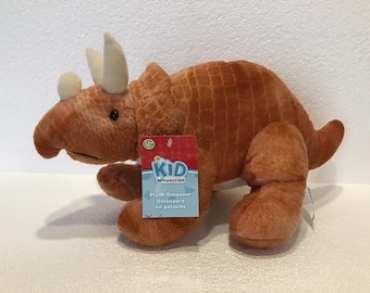 Brown Triceratops Plush Toy, Stuffed Dinosaur Animal, 13 inch