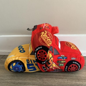 Disney Cars Red Yellow Stuffed Reversible Plush 14&quot;