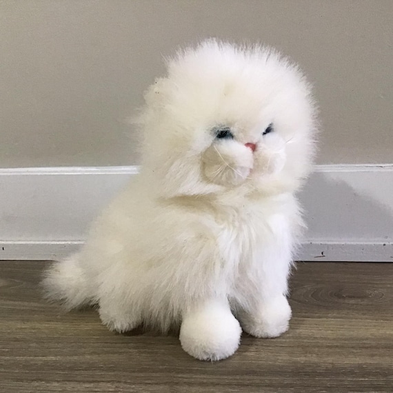 Vintage Dakin Persian Cat Plush White Stuffed Animal Kitten 1983