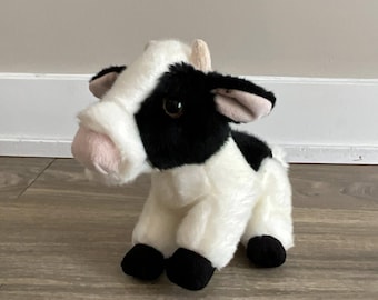 Vintage Aurora A & A Plush Dairy Cow Stuffed Animal White Black 12"tall ...