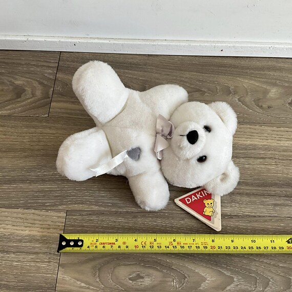 Vintage Dakin Plush White Teddy Bear 1985 Heart Throb Greetings