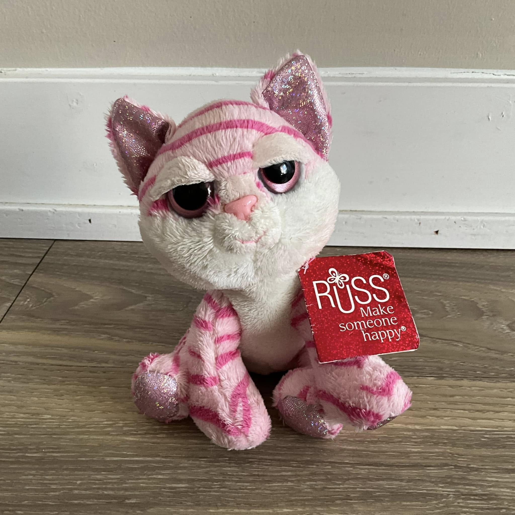 Russ Lil' Peepers Tiara Pink Kitty Cat Animal Plush 6
