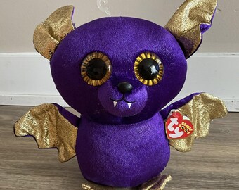 TY Count Bat Plush, Purple and Gold Beanie Boo (8.5")