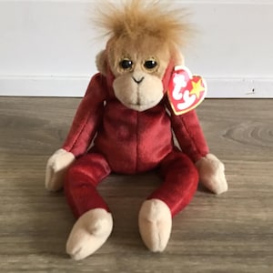 TY 1999 Beanie Babies Sweetheart the Monkey Stuffed Animal Toy Plush 9&quot;