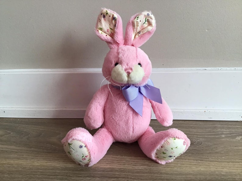 Ganz Pink Bunny Rabbit Plush Purple Bow Soft Stuffed Toy 8" - Bonnie ...