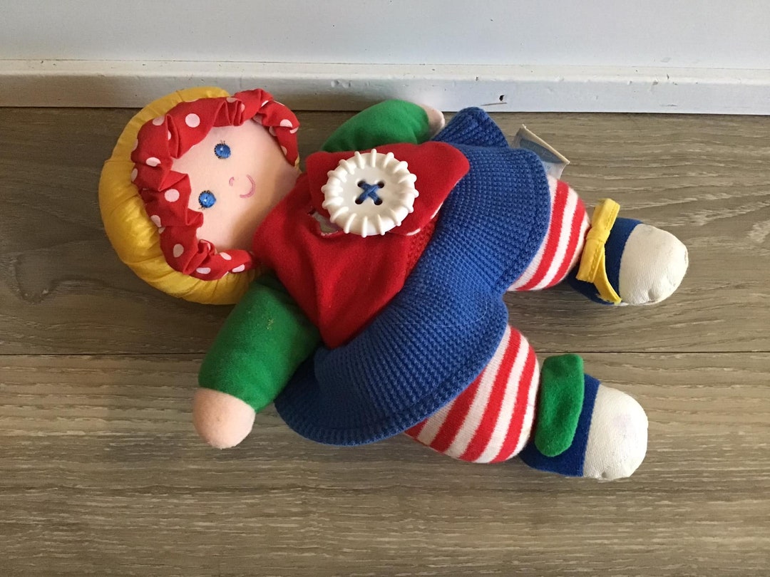 Vintage Eden Baby Doll Plush 10 Button Red Green Blue Etsy