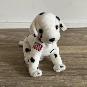 TY Beanie Baby RESCUE The Dalmatian With Flag Dog Plush animal