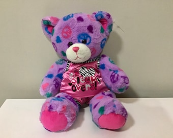 Build A Bear Workshop 16&quot; Peace Purple Stuffed Teddy Bear Plush