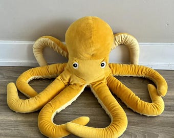 Peluche suave y tierno de pulpo amarillo grande Blavingad Ocean de
