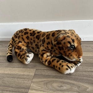 Pillar Realistic Cheetah Leopard cat Plush Stuffed Animal 14" Cute Toy