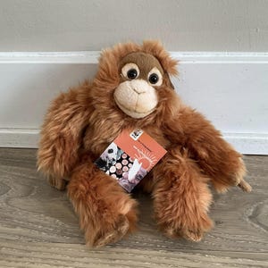 May include: A plush brown orangutan toy holding a WWF (World Wildlife Fund) card with the text "It's a long journey... www.worldwildlife.org".