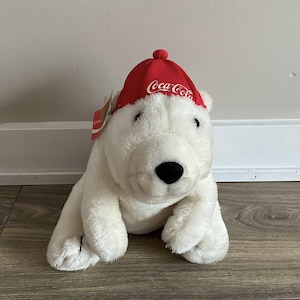 DAKIN Coca-Cola COKE Polar Bear with Red Hat 12&quot; Plush Stuffed Animal Toy 1990&#39;s