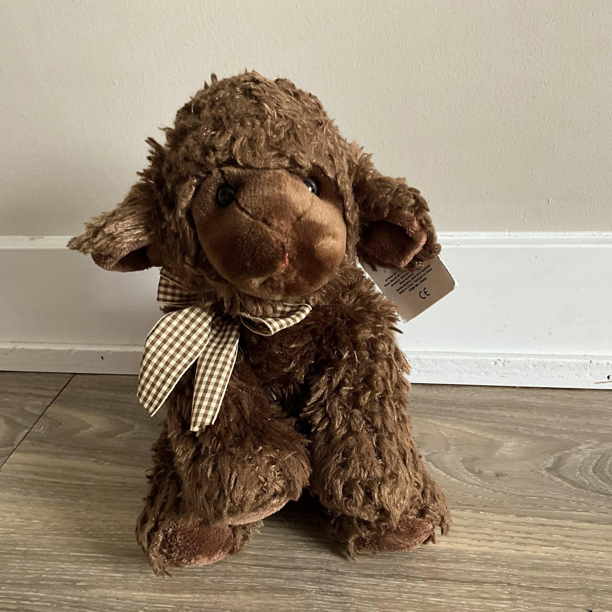 Russ Berrie Dark brown Sheep Plush Toy, Lambert Stuffed Lamb