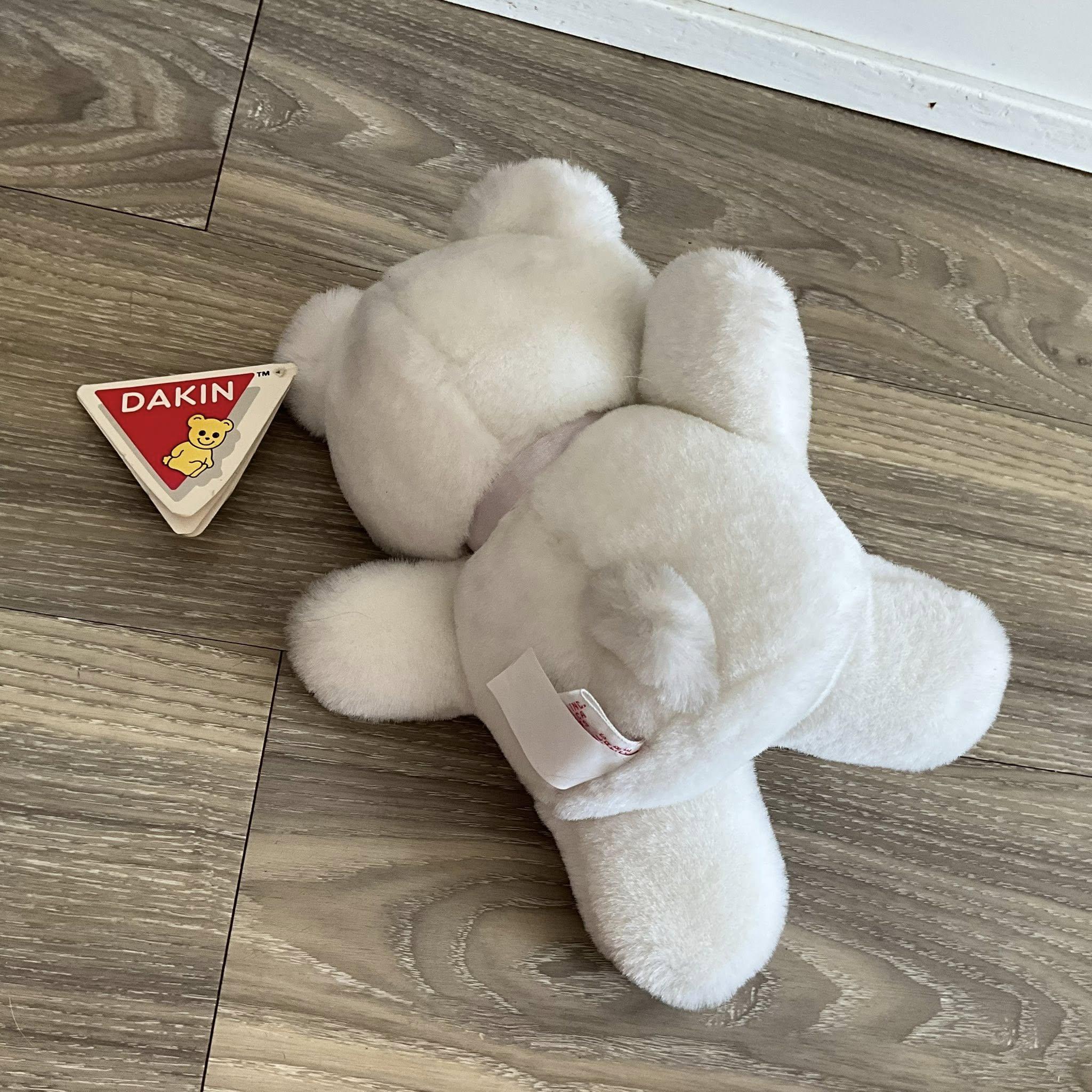 Vintage Dakin Plush White Teddy Bear 1985 Heart Throb Greetings