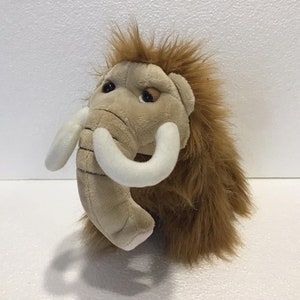 Ganz Wooly Mammoth Plush Stuffed Animal 10&quot; Long Tusks Brown Furry