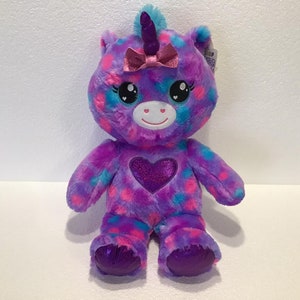 Build A Bear Unicorn Land polka Dots with Purple Heart Stuffed Animal Plush Toy