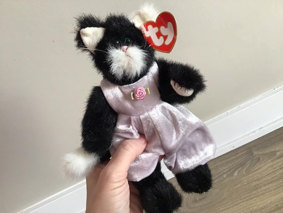 1993 TY Attic Treasures Collection “purrcy” Black Cat Wearing