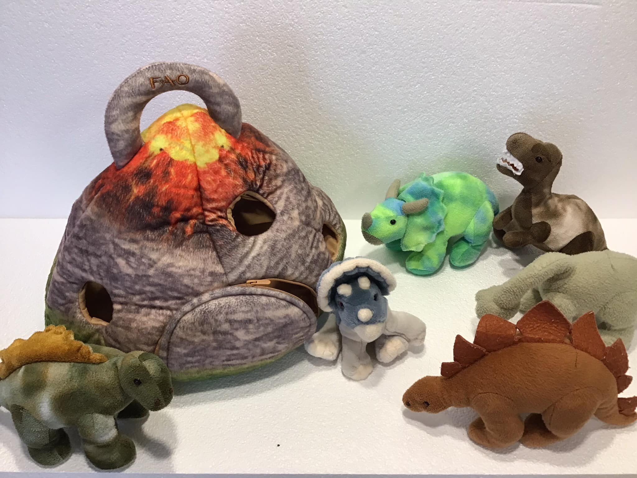 FAO Schwarz Dinosaur Volcano Zip-front House Plush Toy With 6