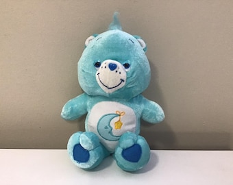 9” Care Bear Collection 2002 Blue Bedtime Bear With Moon On Tummy, collectable toy