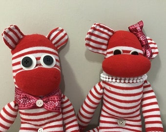 2 Sock Monkey Toys  Collectible sock toys